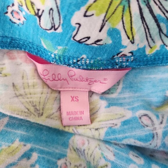 Lilly Pulitzer Top Womens XS Joycee Tunic Blue Green Jungle Glam Toile Preppy - Picture 5 of 5